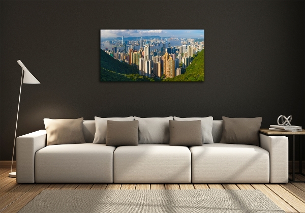 Impresión en cristal con acabado brillante horizontal Panorama de Hong Kong
