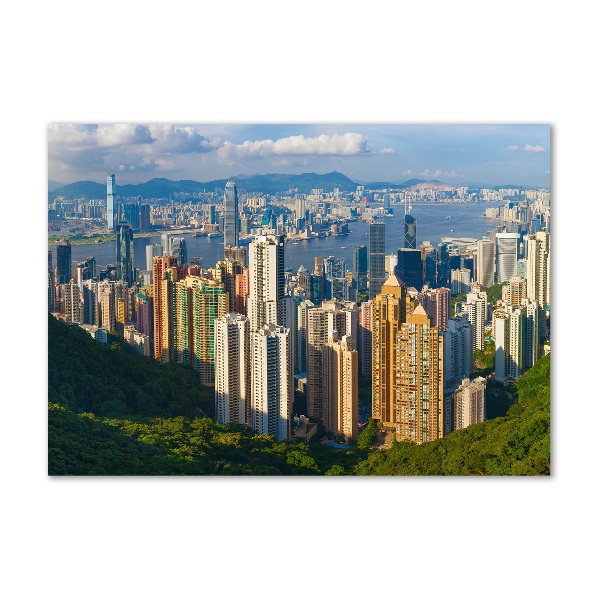 Impresión en cristal con acabado brillante horizontal Panorama de Hong Kong