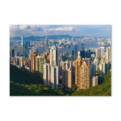 Impresión en cristal con acabado brillante horizontal Panorama de Hong Kong