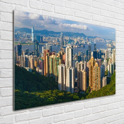 Impresión en cristal con acabado brillante horizontal Panorama de Hong Kong