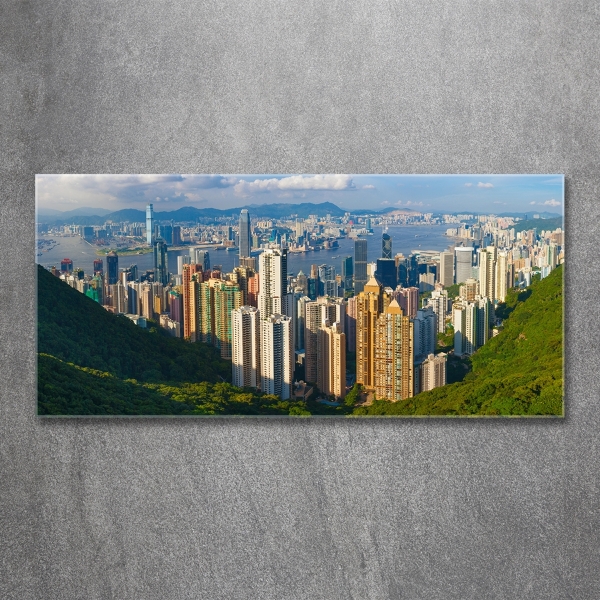 Impresión en cristal con acabado brillante horizontal Panorama de Hong Kong