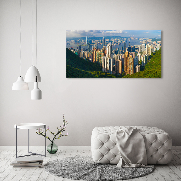Impresión en cristal con acabado brillante horizontal Panorama de Hong Kong