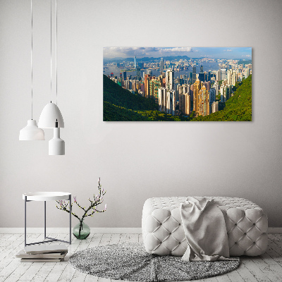 Impresión en cristal con acabado brillante horizontal Panorama de Hong Kong