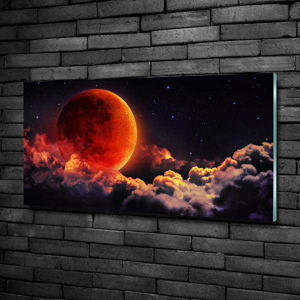 Cuadro decorativo de vidrio para salón horizontal Eclipse lunar
