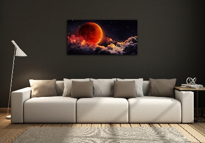 Cuadro decorativo de vidrio para salón horizontal Eclipse lunar