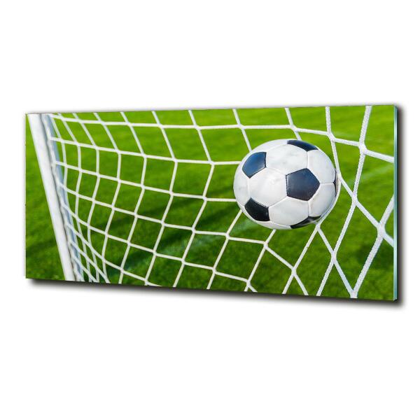 Impresión en cristal con acabado brillante horizontal El balón está en la portería.