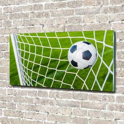 Impresión en cristal con acabado brillante horizontal El balón está en la portería.