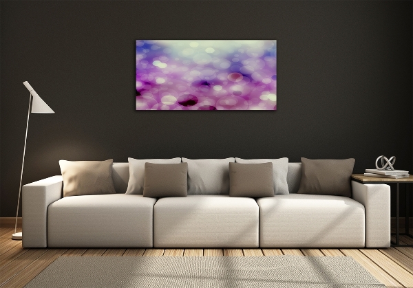 Cuadro decorativo de vidrio para salón horizontal Ruedas moradas