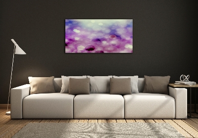 Cuadro decorativo de vidrio para salón horizontal Ruedas moradas