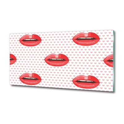 Cuadro de cristal templado moderno horizontal labios rojos