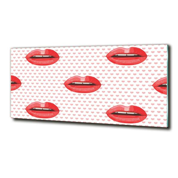 Cuadro de cristal templado moderno horizontal labios rojos