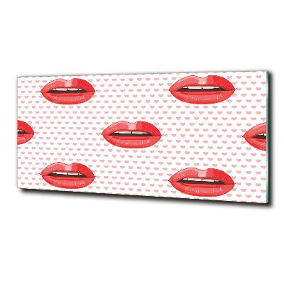 Cuadro de cristal templado moderno horizontal labios rojos