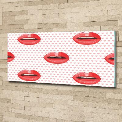 Cuadro de cristal templado moderno horizontal labios rojos
