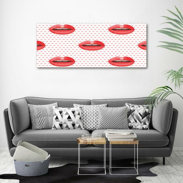 Cuadro de cristal templado moderno horizontal labios rojos