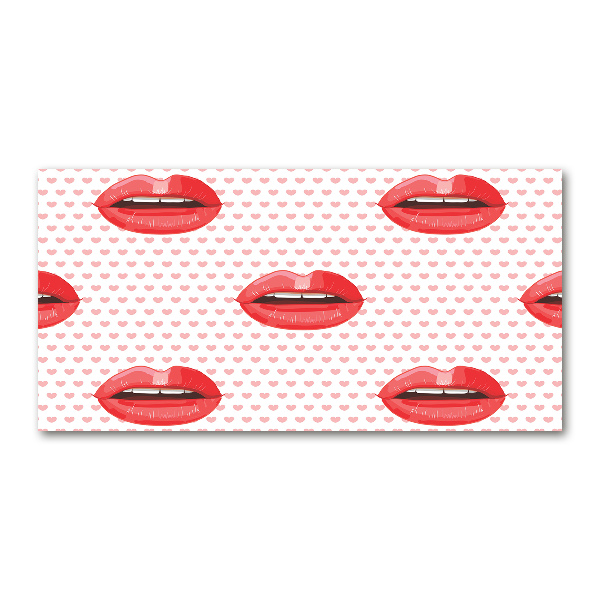 Cuadro de cristal templado moderno horizontal labios rojos