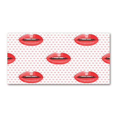 Cuadro de cristal templado moderno horizontal labios rojos