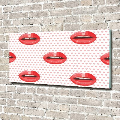 Cuadro de cristal templado moderno horizontal labios rojos