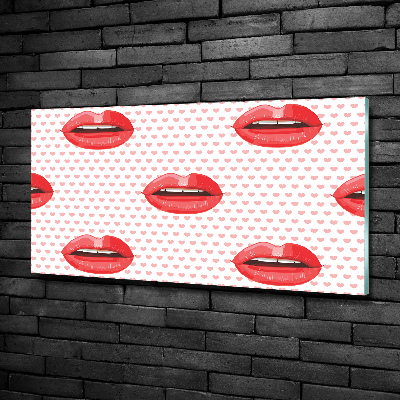 Cuadro de cristal templado moderno horizontal labios rojos