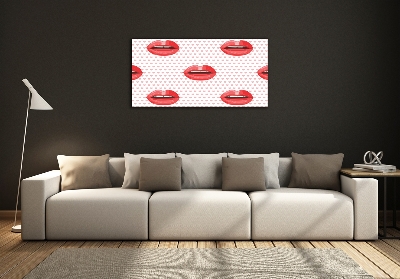 Cuadro de cristal templado moderno horizontal labios rojos