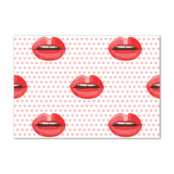 Cuadro de cristal templado moderno horizontal labios rojos