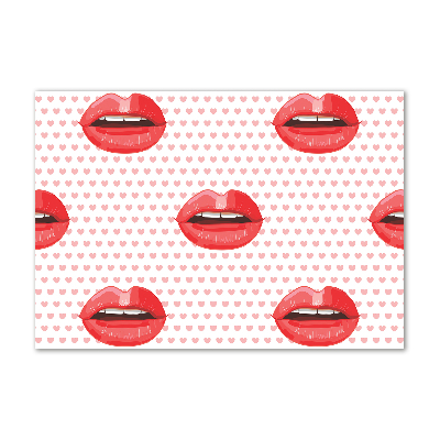 Cuadro de cristal templado moderno horizontal labios rojos