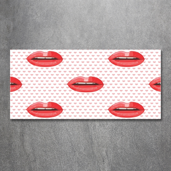 Cuadro de cristal templado moderno horizontal labios rojos
