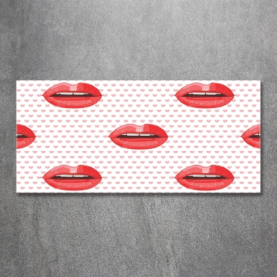 Cuadro de cristal templado moderno horizontal labios rojos
