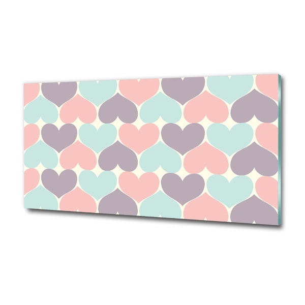 Impresión en cristal con acabado brillante horizontal Corazones de colores