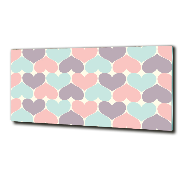 Impresión en cristal con acabado brillante horizontal Corazones de colores