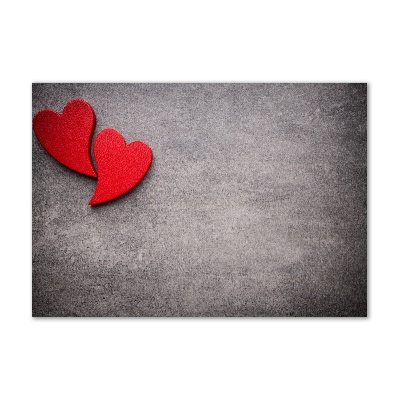 Cuadro decorativo de vidrio para salón horizontal Corazones rojos