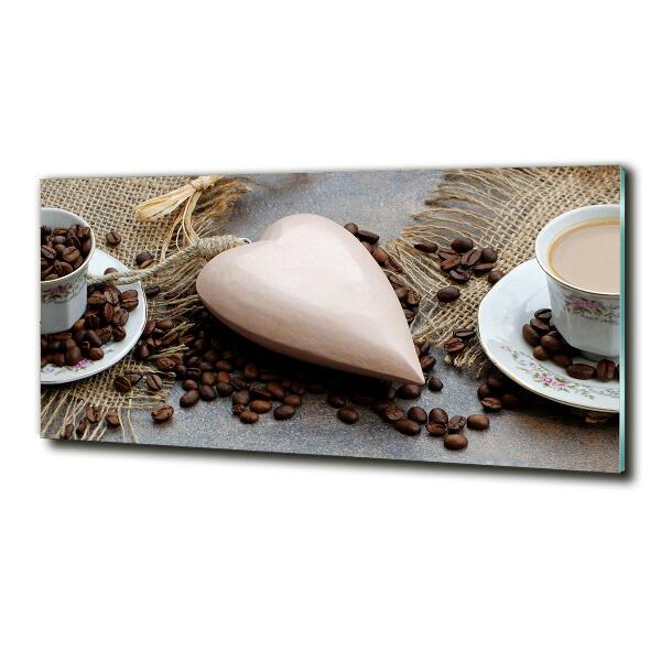 Cuadro decorativo de vidrio para salón horizontal Café con leche