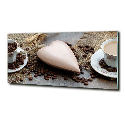 Cuadro decorativo de vidrio para salón horizontal Café con leche