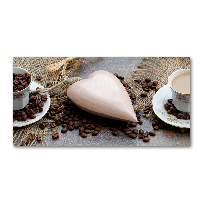 Cuadro decorativo de vidrio para salón horizontal Café con leche