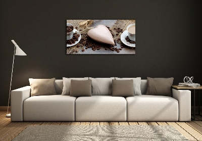 Cuadro decorativo de vidrio para salón horizontal Café con leche