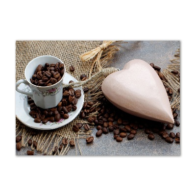 Cuadro decorativo de vidrio para salón horizontal Café con leche