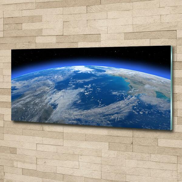 Cuadro decorativo de vidrio para salón horizontal Planeta Tierra