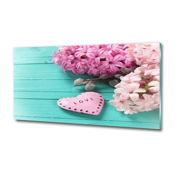 Cuadro decorativo de vidrio para salón horizontal Sin y corazón