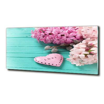 Cuadro decorativo de vidrio para salón horizontal Sin y corazón