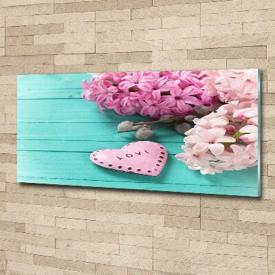 Cuadro decorativo de vidrio para salón horizontal Sin y corazón