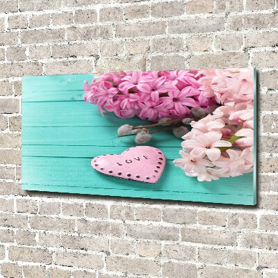 Cuadro decorativo de vidrio para salón horizontal Sin y corazón