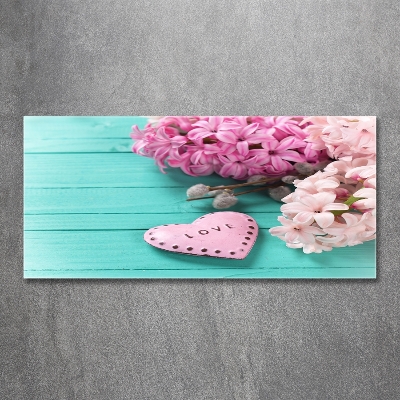 Cuadro decorativo de vidrio para salón horizontal Sin y corazón