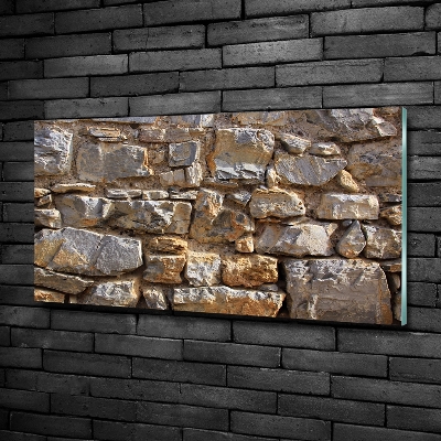 Cuadro decorativo de vidrio para salón horizontal Muro de piedra