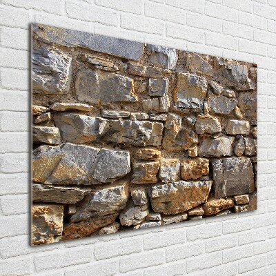 Cuadro decorativo de vidrio para salón horizontal Muro de piedra