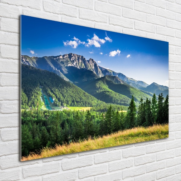 Impresión en cristal con acabado brillante horizontal Salto de esquí en los montes Tatra