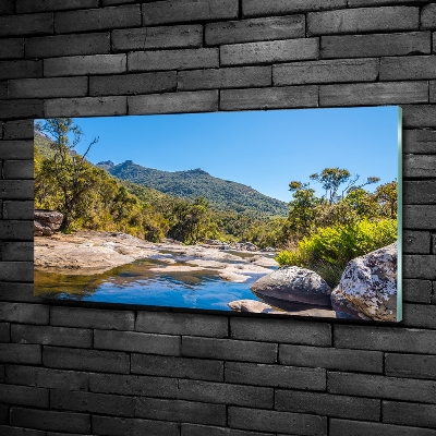 Foto en cristal de alta calidad con impresión uv horizontal Río en el bosque