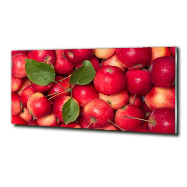 Cuadro decorativo de vidrio para salón horizontal manzanas rojas