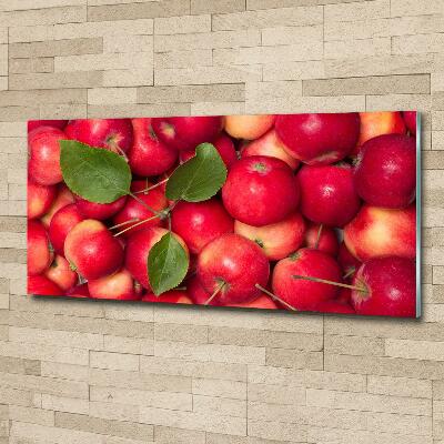 Cuadro decorativo de vidrio para salón horizontal manzanas rojas