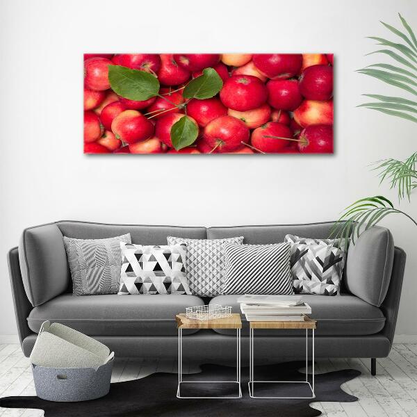 Cuadro decorativo de vidrio para salón horizontal manzanas rojas