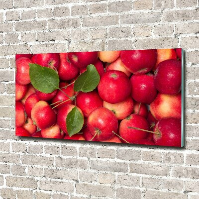 Cuadro decorativo de vidrio para salón horizontal manzanas rojas