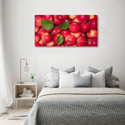 Cuadro decorativo de vidrio para salón horizontal manzanas rojas